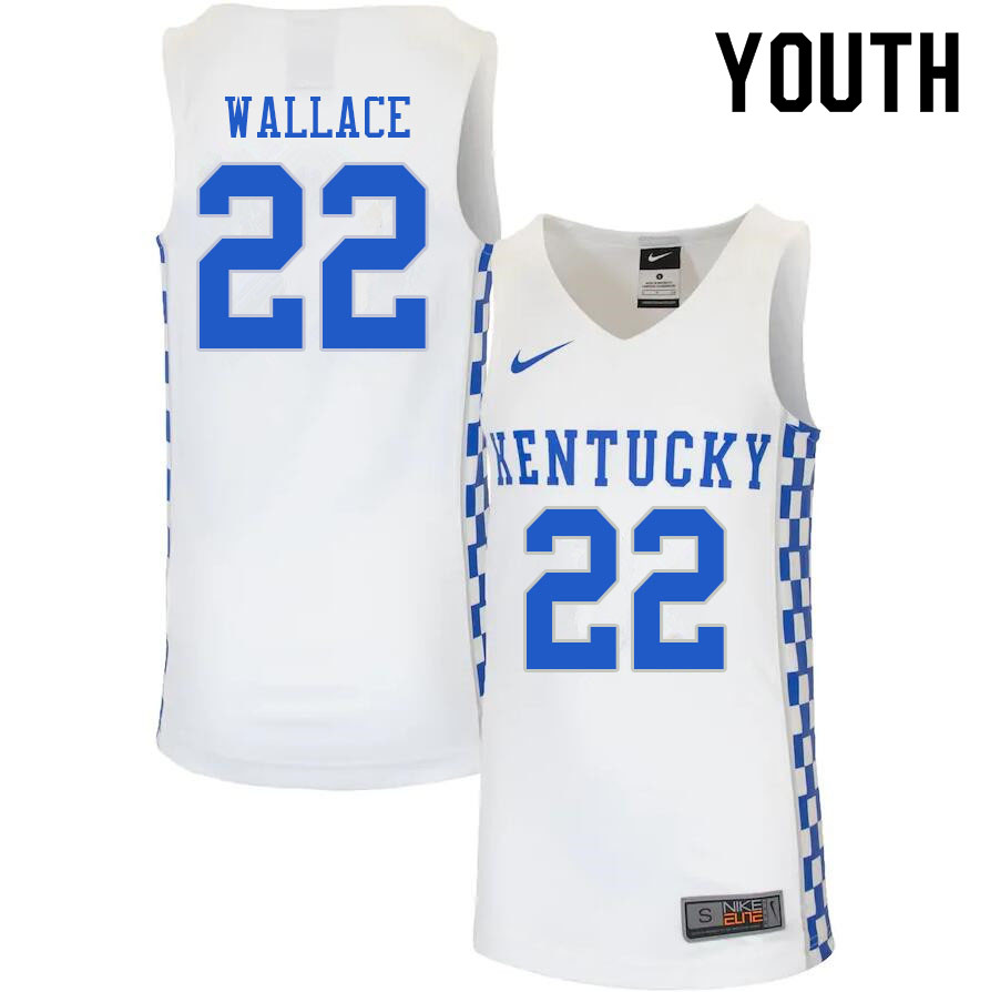 Youth #22 Cason Wallace Kentucky Wildcats College Basketball Jerseys Sale-White - Click Image to Close